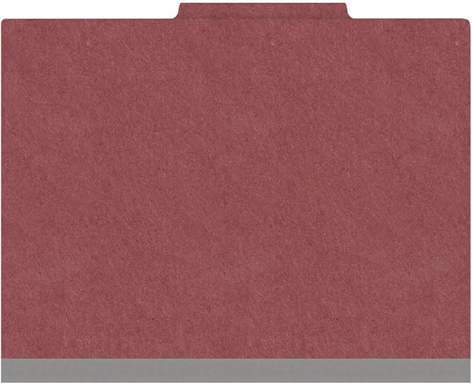 25 Pt. Pressboard Classification Folders, 2/5 Cut ROC Top Tab, Letter Size, 2 Dividers, Dark Red (Box of 10) - Image 3