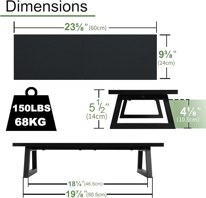 TEAMIX 24 inch Monitor Riser for Desk, Wood & Steel Computer/TV Stand Black | Laptop, PC, Printer Stand Riser, Holds 150lbs, Desktop Organizer, Keyboard Storage, for Office, Home, Gaming, Craft Space - Image 5