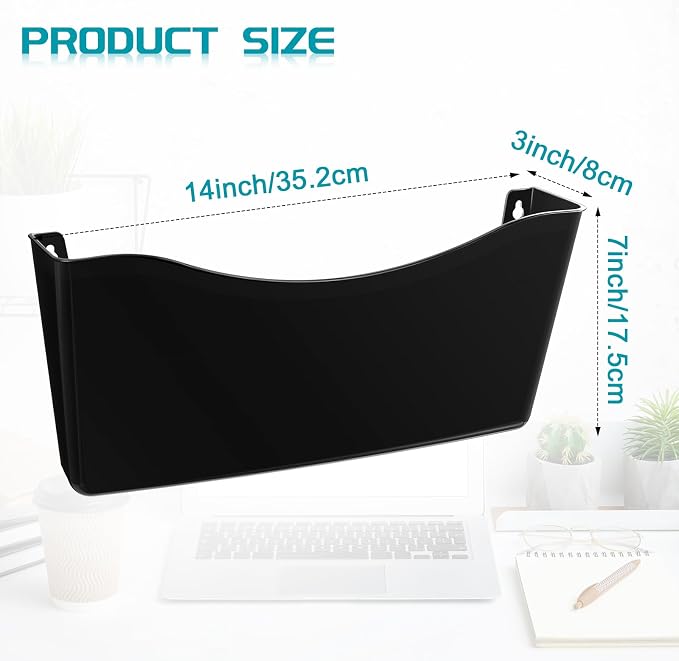 Colarr 12 Pcs Expandable Pocket Wall File Set Plastic Wall Mountable Space Saving Files Office Wall Organizer Wall Mount File Holder Wall Hanging File Organizer for Mail Letter Magazine (Black) - Image 2