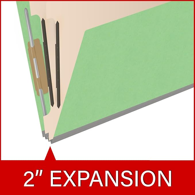 Heavy Duty End Tab Color Folders, 2/5 Cut ROC Top Tab, Letter Size, 2 Divider, Green (Box of 10) - Image 7