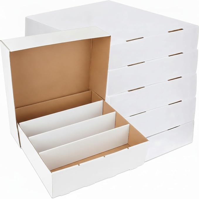 Yexiya 6 Pcs 3200 Count Sports Card Storage Boxes White Trading Card Box Collectible Trading for Soccer Baseball Game by Yexiya