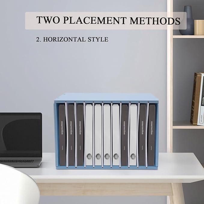Vertical Desktop Sorter, 11 Slots Blue Mail Organizer File Organizer | PVC Paper Sorter Organizer with 11 Adjustable Compartments, Construction Paper Storage Mailbox for Home Office - Image 3