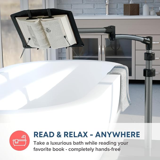 LEVO G2 Adjustable Book Floor Stand, Hands-Free Reading Holder with Wheels | Premium design, holds pages open, extends over beds, recliners or study chairs, for novels, textbooks, recipes, sheet music - Image 8