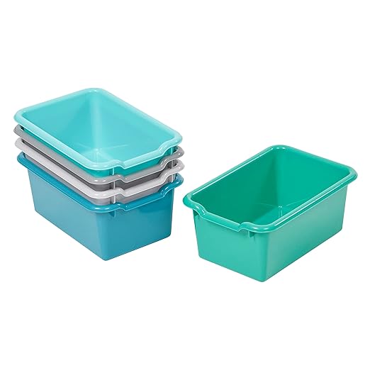 ECR4Kids Scoop Front Storage Bin, Multipurpose Organization, Contemporary, 5-Piece by ECR4Kids