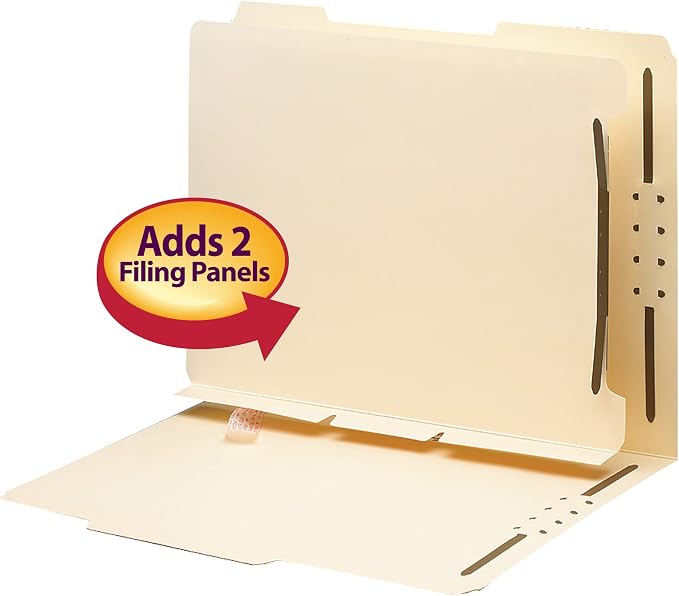 Smead Self-Adhesive Folder Divider, 1" Twin Prong Fastener, Letter Size, Manila, 25 per Pack (68025) - Image 2