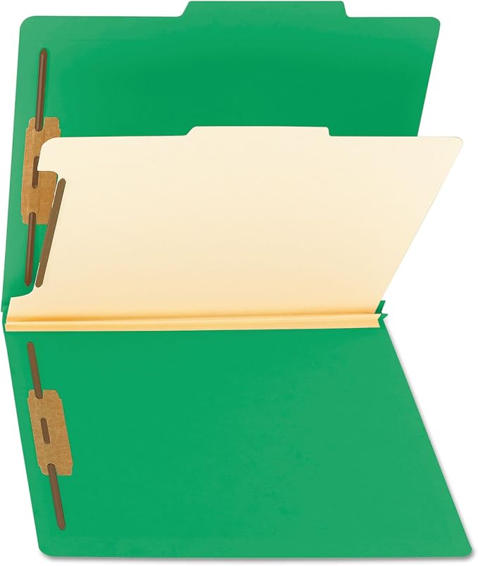 Smead Classification Folder with Prongs, 1 Divider, 2" Fasteners, Letter Size, for Documents Organization, Durable File Organizer for Home, School or Office, Green (13702) - Image 5