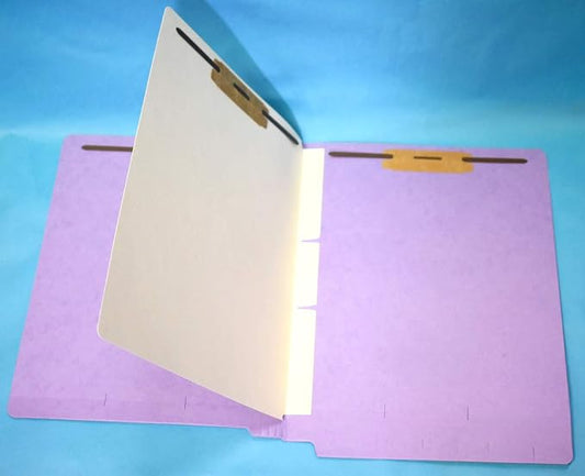Lavender Classification Folders - 11pt, 1 Divider, 4 Top Fasteners, 3/4" Expansion, End Tab, Box of 40 by Colortrieve