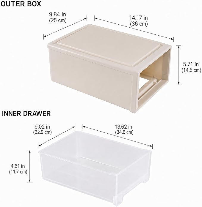 Jekiyo 12 Quart Plastic Stackable Desktop Organizer Drawer Box Pack of 3 - Image 3