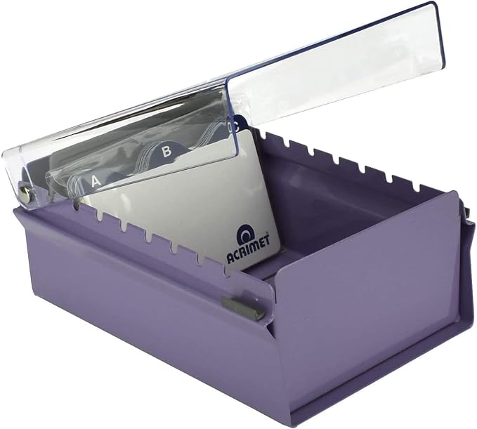 Acrimet 3 x 5 Card File Holder Organizer Box Metal Base Heavy Duty (AZ Index Cards and Divider Included) (Purple Color with Clear Crystal Plastic Lid Cover) - Image 6