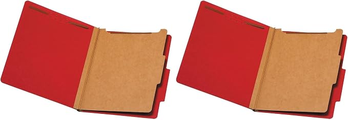 Pendaflex® Classification Folders, Standard, 1 Divider, Embedded Fasteners, 2/5 Cut Tab, Bright Red, Letter, 10/BX (23731) (Pack of 2) by TOPSProducts