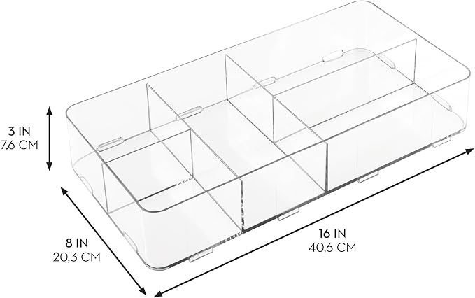 iDesign Interlocking 5-Section Drawer Organizer, Clear | For Kitchen, For Bathroom, For Desk Drawers - Image 2
