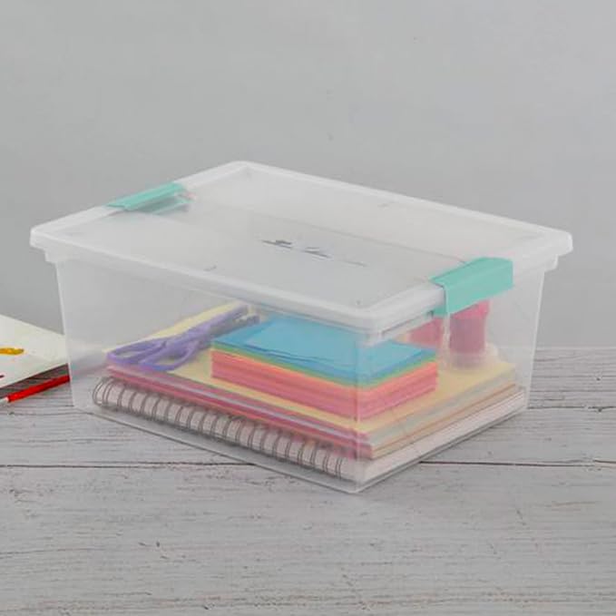 Sterilite Deep Clip Box, Clear Storage Bin with Latching Lid, 4 Pack - Image 4
