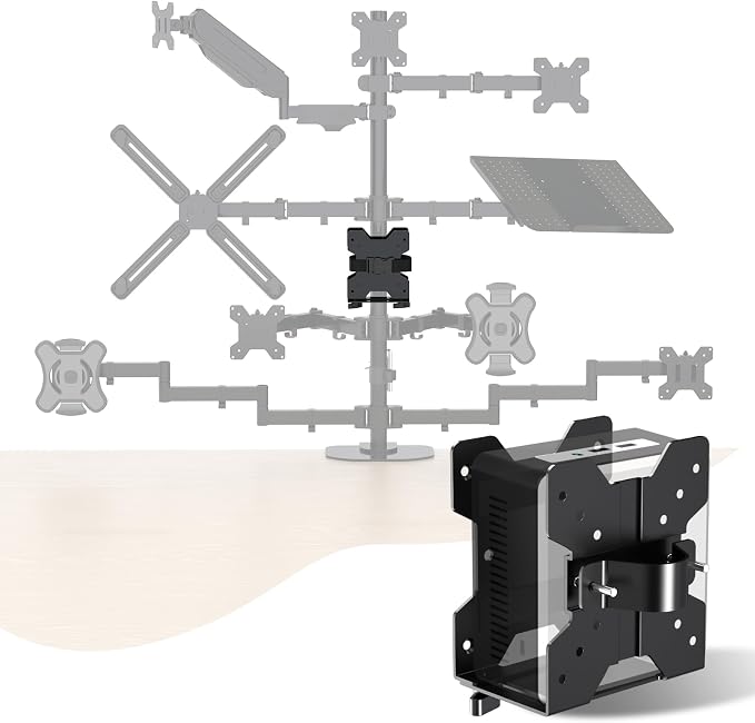 Pholiten Adjustable Thin Client Mini PC Mount Bracket,CPU VESA Under Desk and Monitor Arm Computer Holder | CPU VESA Under Desk and Monitor Arm, Computer Holder by PholitenMonitorArm