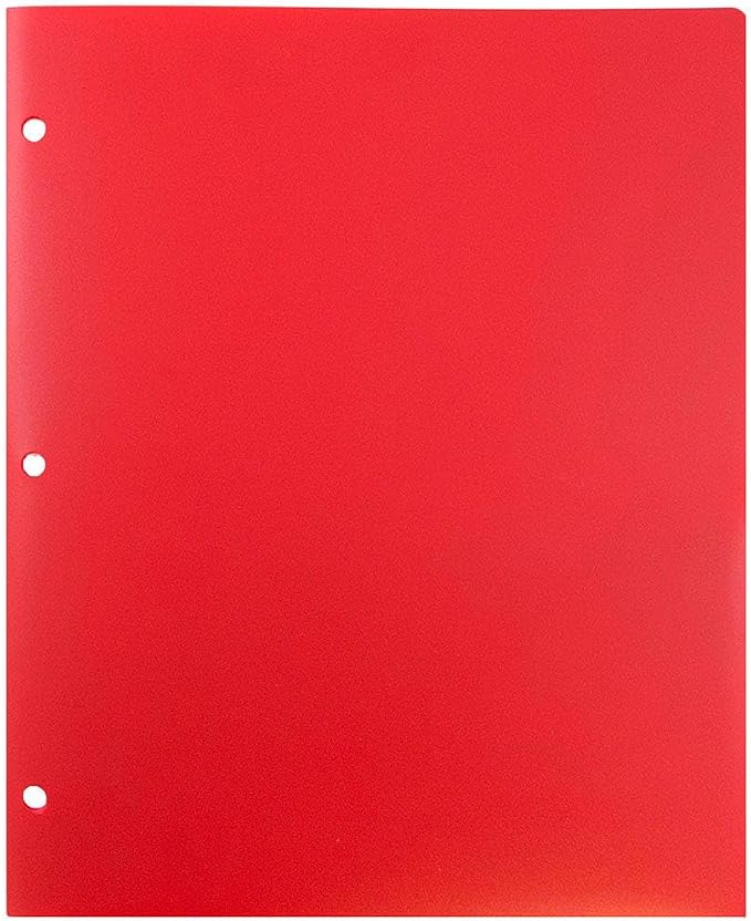 JAM PAPER Heavy Duty Plastic 3 Hole Punch Pocket Folders - Extra Tough School Folders - Red - Bulk 48/Pack - Image 4