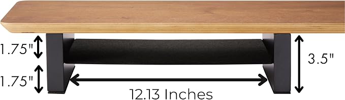 Walnut Monitor Stand for Desk (44 Inch) Large Monitor Stands for 2 Monitors, Desk Shelf for Top of Desk Walnut Monitor Shelf - Image 5