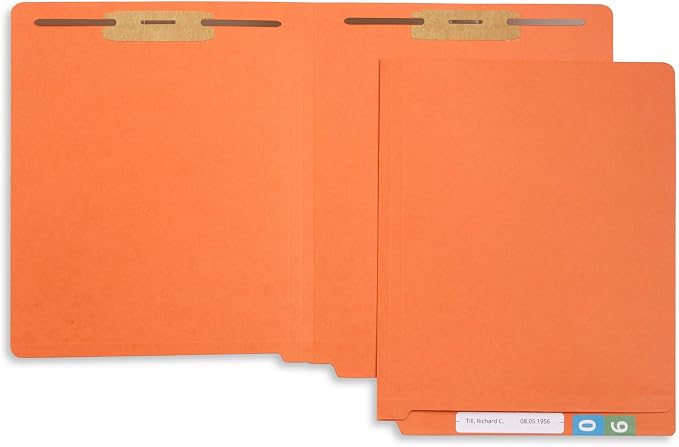 Blue Summit Supplies 50 Orange End Tab Fastener File Folders, Letter Size | Durable 11pt orange paper, straight cut end tabs, 2 prong fasteners, medical files, receipts, office reports - Image 3