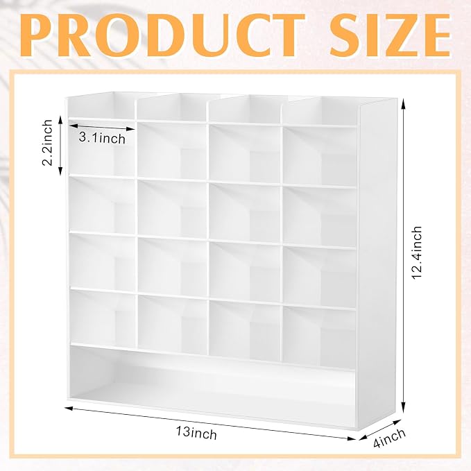 MotiMind Acrylic Pen Organizer Storage for 250 Markers Vertical Marker Organizer Acrylic Pen Display Holder for Office Desk Desktop Stationery Pencil Storage, White, 13 x 4 x 12.4 Inch - Image 2