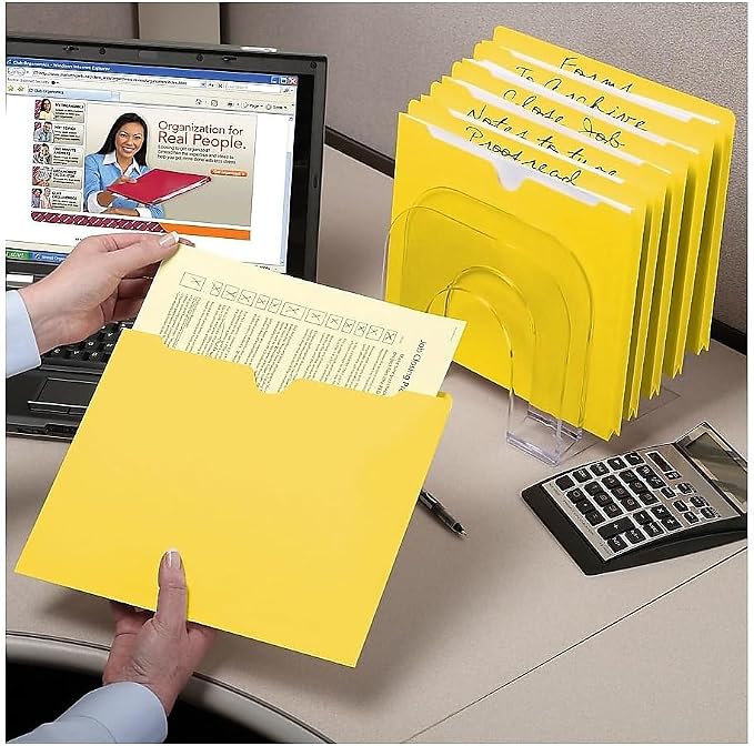 Smead File Jacket, Reinforced Straight-Cut Tab, Flat-No Expansion, Letter Size, Yellow, 100 per Box (75511) - Image 5