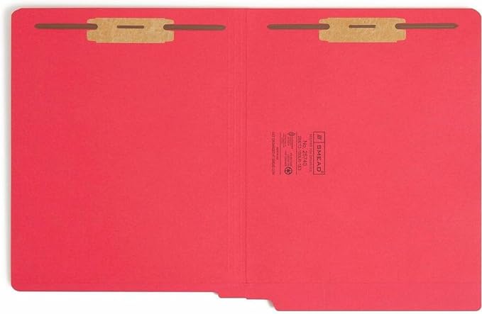 Smead End Tab Fastener File Folder, Shelf-Master® Reinforced Straight-Cut Tab, 2 Fasteners, Letter Size, Red, 50 per Box (25740) - Image 5