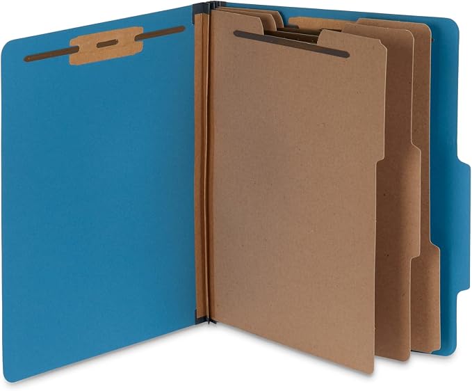 Blue Summit Supplies 10 Blue Classification Folders, 3 Divider, Letter | Heavy duty 25pt blue pressboard, 3 dividers, 2 in expansion, 2 prong, medical records and client files - Image 7