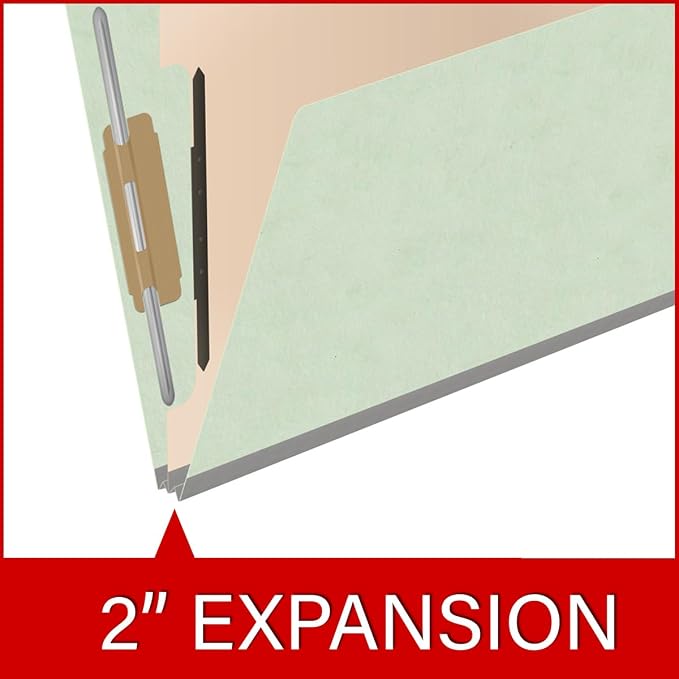 25 Pt. Pressboard Classification Folders, Full Cut End Tab, Letter Size, 1 Divider, Pale Green (Box of 10) - Image 7