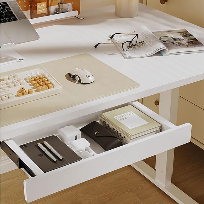Under Desk Mounted Sliding Drawer to pull out, Attachable Desk Pencil Drawer Ball-Bearing Slides (White) - Image 6
