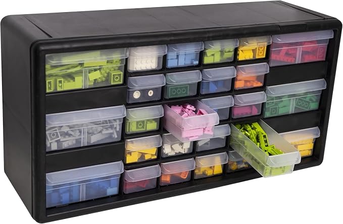Akro-Mils 26-Drawer Plastic Storage Cabinet, 20"W x 6"D x 10"H, Black - Image 9