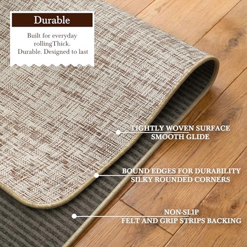 Aothia Textilene Chair Mat for Hardwood Floors - Heavy Duty Non-Slip Desk Floor Protector, Durable PVC & Polyester Blend, Easy to Clean, Ideal for Home Office (36"x47", Brown Beige) - Image 6