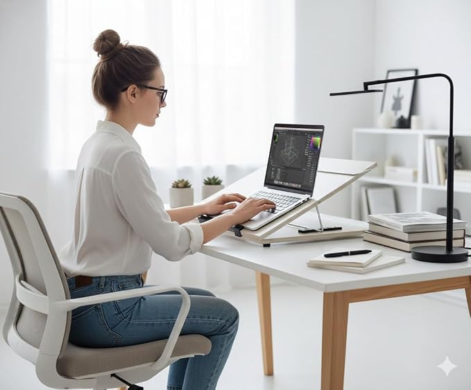 Wooden Laptop Stand Desk Organizer for Writing/Sketching/Reading Table Top Premium Wooden Desk Organizer Small Size (12 * 16 inches) with Height Adjustable (Make in India) - Image 2