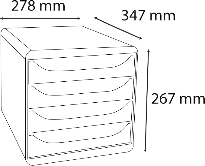 Exacompta - Ref 310703D - BIG-BOX Desktop Drawer Set - 4 x 55mm Drawers, Suitable for A4+ Documents, 347 x 278 x 267mm, 100% Recycled Plastic - Black/Royal Blue - Image 7