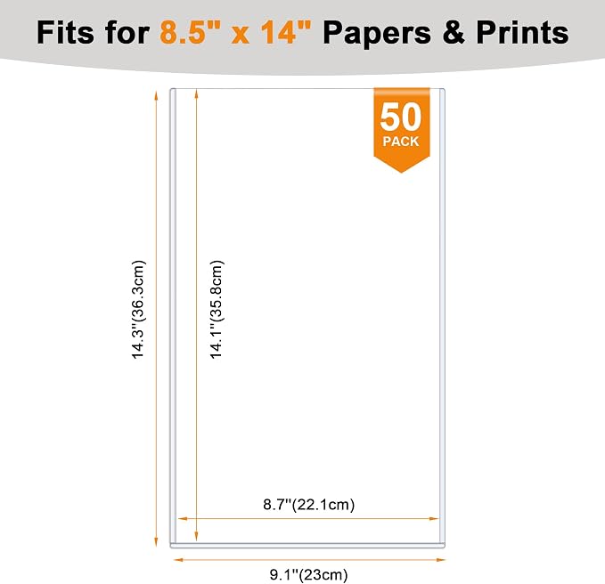 Ndsox 50 Pack 8.5" x 14" Rigid Print Protectors Clear Hard Plastic Sheet Protectors Top-Loading Rigid Menu Covers for Legal Size Paper, Documents, Photo, Posters, Prints, Artworks, Birth Certificates - Image 2