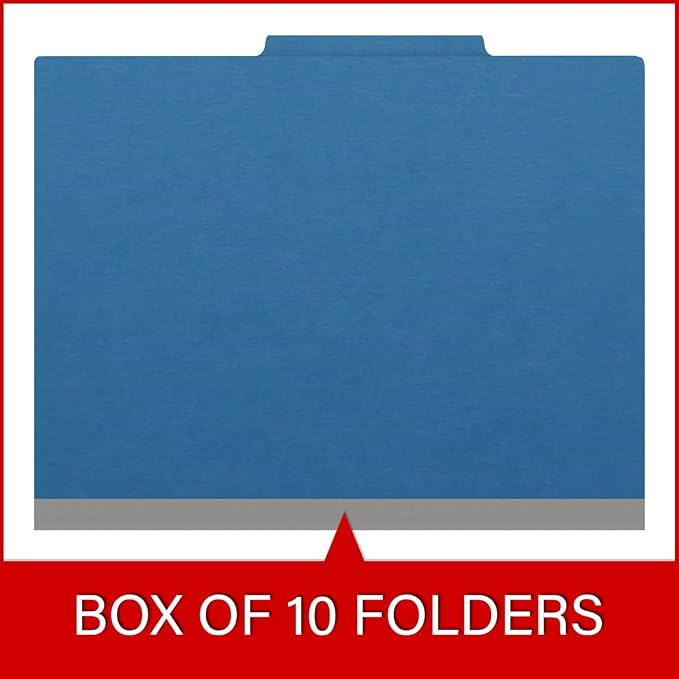 25 Pt. Pressboard Classification Folders, 2/5 Cut ROC Top Tab, Letter Size, 2 Dividers, Royal Blue (Box of 10) - Image 6