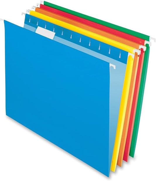 Pendaflex Hanging File Folders,Letter Size,Assorted Colors,1/5-Cut Adjustable Tabs,25 Per Box (81663),(Pack of 10) by TOPSProducts
