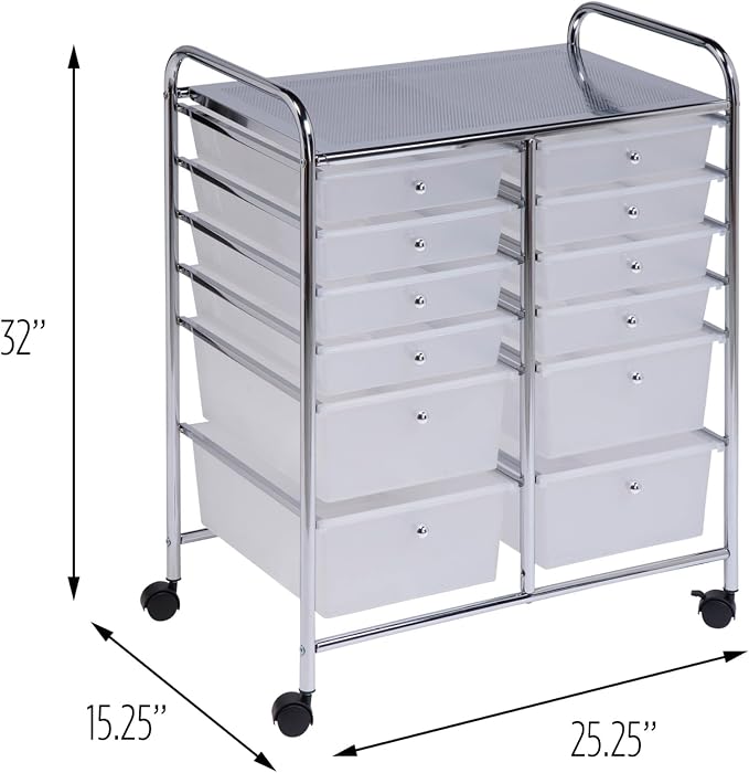 Honey-Can-Do Rolling Storage Cart and Organizer with 12 Plastic Drawers - Image 10