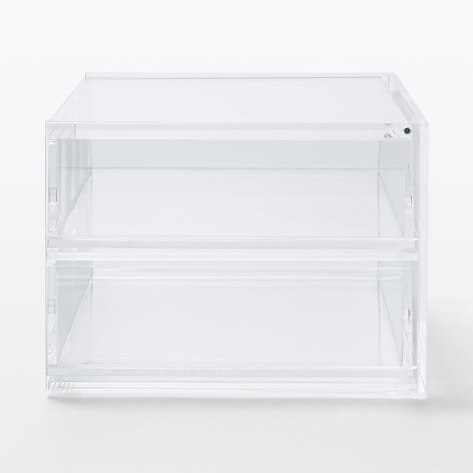 MUJI Acrylic Stackable 2 Drawer Sorage Case with Lid, Small, 17.5 cm Width x 13 cm Depth x 9.5 cm Height - Image 5