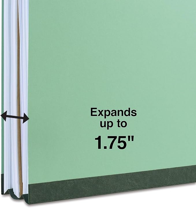 Staples Pressboard Classification Folders, Legal Size, 1‑Divider, 1.75" Expansion, Light Green, Heavy‑Duty Construction – 40/Carton - Image 4