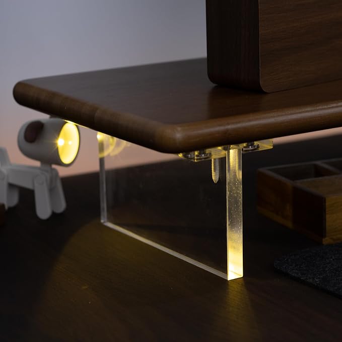 Bamboo Monitor Stand Riser, Brown Desk Shelf with Acrylic Legs | 31.5-Inch Wide, 3.3-Inch Clearance, Fits Monitor, Laptop, Printer and Speakers for Small Desks - Image 7