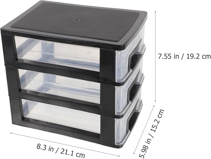 Cabilock 3 Tier Plastic Storage Cabinet 8.30X7.55X5.98In Multi-Layer Drawer Organizer Portable Storage Box for Office Study Small Space Use - Image 3