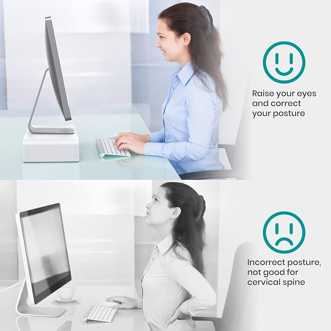 Monitor Stand Riser, Klearlook Foldable Computer Monitor Riser, Height Adjustable Computer Stand, Desk Shelf Riser with Storage Drawer & Tablet Phone Stand for Computer, Desktop, Laptop (White 2 Pack) - Image 8