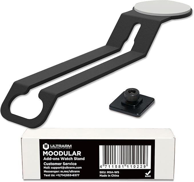 Moodular Watch Stand Add-On for Slide Rails, Do Not Use Alone | Accessory Only, Charger Not Included, Dedicated Watch Spot, Ergonomic & Accessible, Strong & Durable, Black, MSA-WS by ULTRARM