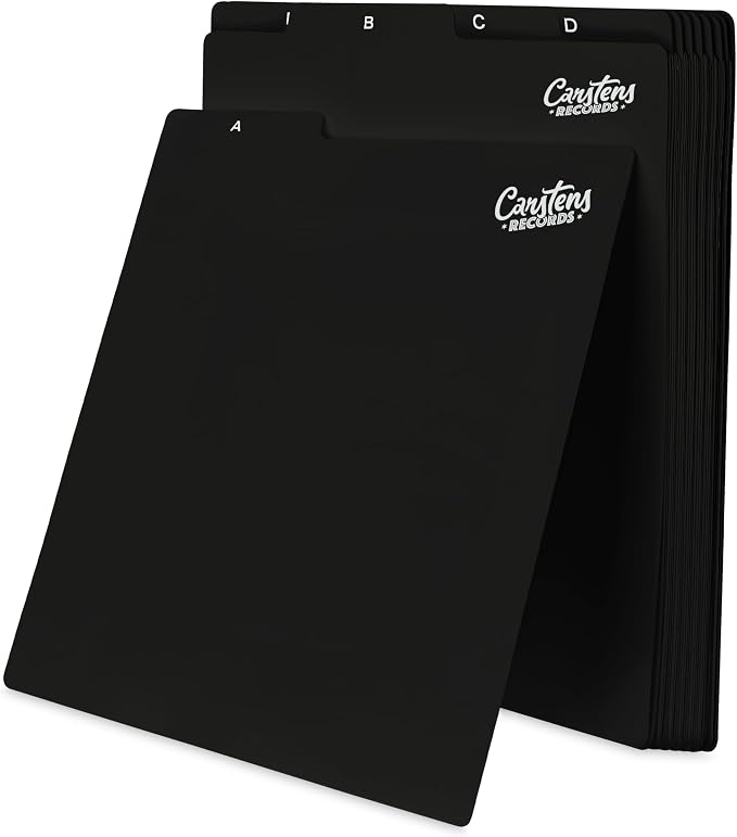 Carstens Records Heavy Duty Vinyl Album Dividers A-Z | 12" Organizers with Tabs | Pack of 26 Black | Made in The USA | for Top Browsing by CarstensRecords
