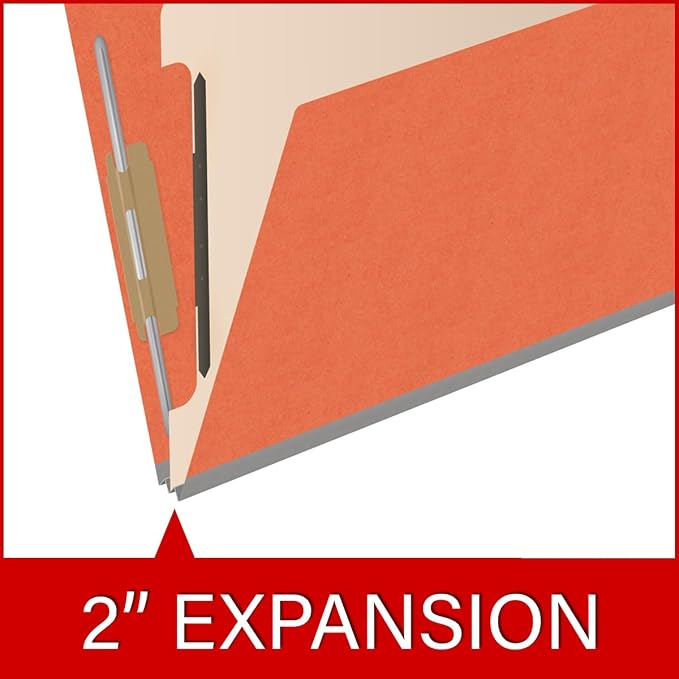 Heavy Duty End Tab Color Folders, 2/5 Cut ROC Top Tab, Letter Size, 1 Divider, Orange (Box of 10) - Image 7