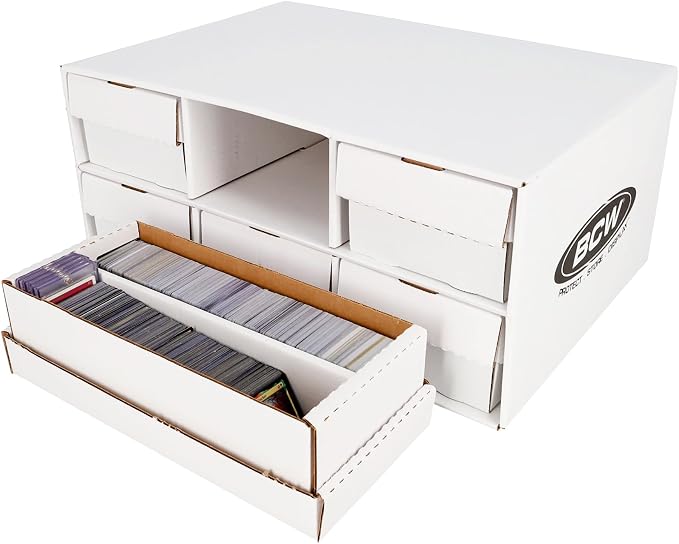 BCW 1600 Count Two Row Card House Storage Box with 6 Shoe Boxes | Holds 9600 Standard Trading Cards | Cardboard Storage House with Six 2 Row Card Storage Boxes by BCW
