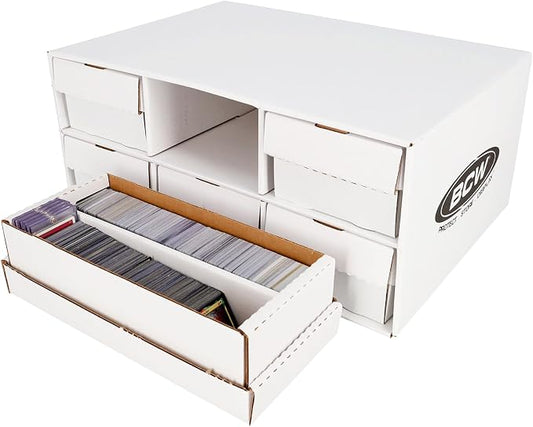 BCW 1600 Count Two Row Card House Storage Box with 6 Shoe Boxes | Holds 9600 Standard Trading Cards | Cardboard Storage House with Six 2 Row Card Storage Boxes by BCW