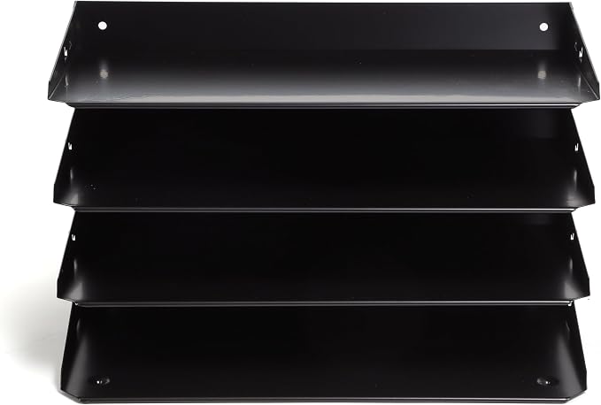 Huron Desktop Horizontal 4-Slot Legal File Binder Organizer Storage Letter Tray, Black Commercial Grade Steel - Image 6