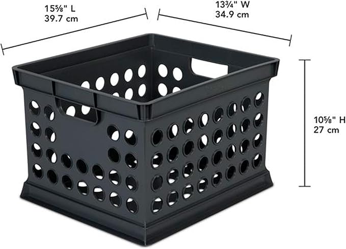 Sterilite Storage Crate Bin File Organizer for Home & Office, Black, 6-Pack | Heavy-Duty and Stackable Plastic Boxes and Containers for Desk, Cabinet, Dorm, Garage, or Utility Organization - Image 4
