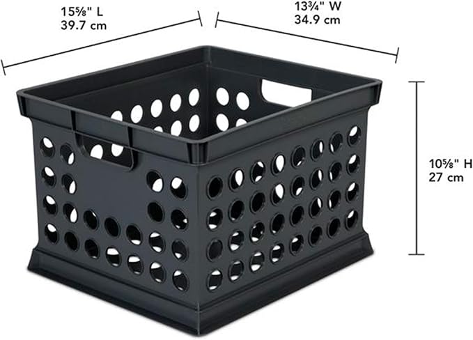 Sterilite Storage Crate Bin File Organizer for Home & Office,Black, 18-Pack | Heavy-Duty and Stackable Plastic Boxes and Containers for Desk, Cabinet, Dorm, Garage, or Utility Organization - Image 4