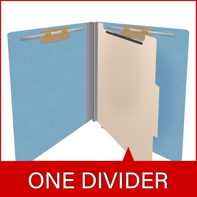 Ecom Folders Heavy Duty Top Tab Classification Folders | Letter Size 18 Pt Stock with 1 Divider | 2/5 Cut Right Position Tab for Medical, Legal and Office Documents | Blue, Box of 10 - Image 8