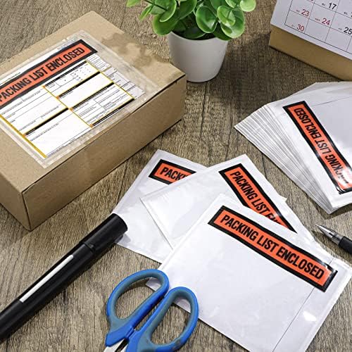 Teling 1000 Pcs Packing List Envelopes Clear Adhesive,Orange,4.5"X 5.5" - Image 2