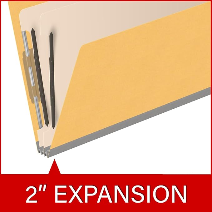 18 pt Heavy Duty Top Tab Color Folders, 2/5 Cut ROC Top Tab, Legal Size, 2 Dividers, Yellow (Box of 10) - Image 7